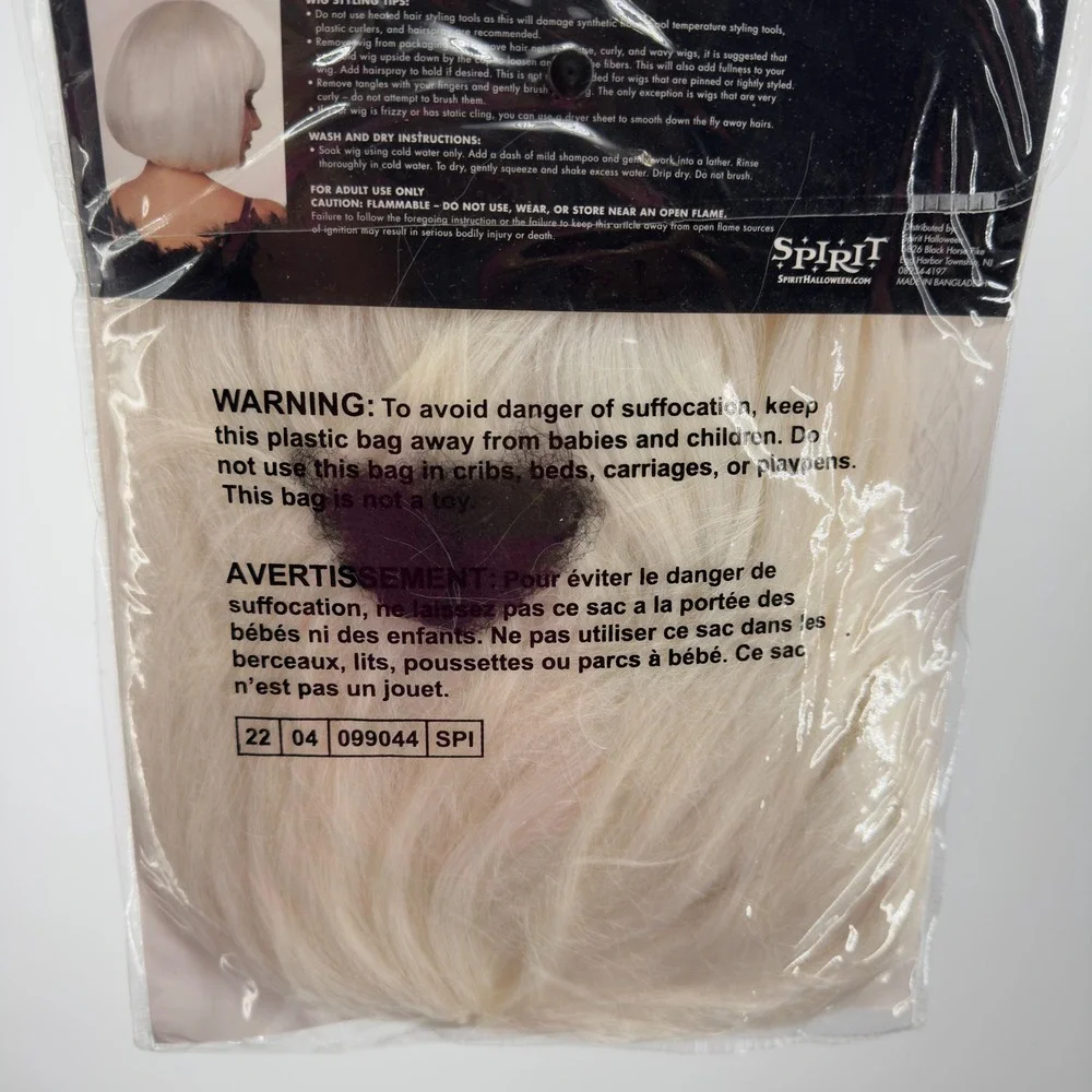 Spirit Halloween Fashion Bob Wig White Short Synthetic Hair Costume Accessory